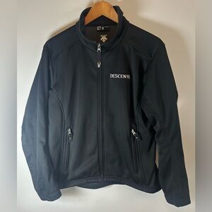 Descente Black Soft Shell Zip Jacket Ski Thermal Fleece Lined Unisex Mens S EUC